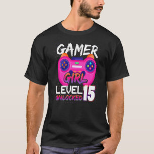 Camiseta Videos games incríveis Controlador Nível 15 Desblo