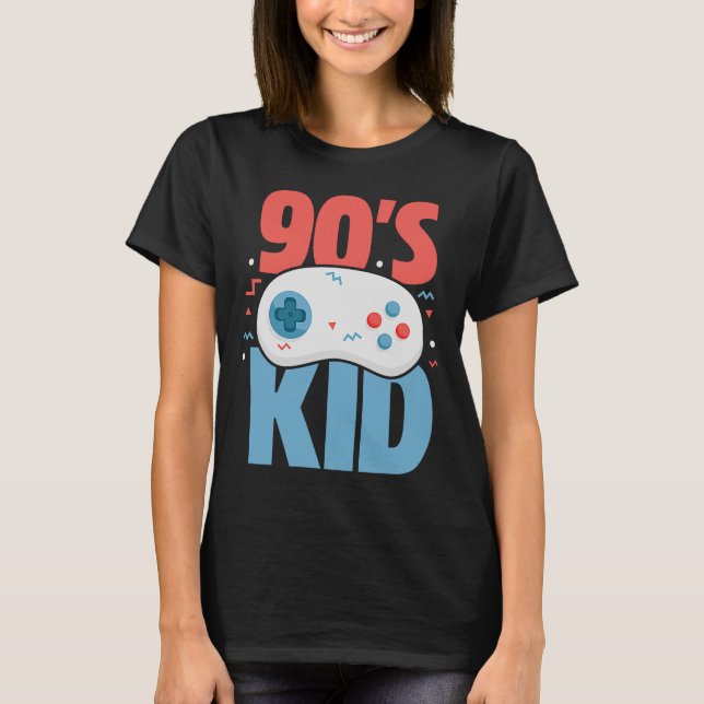 Camiseta videos games Kid 1990 da década de 90 controlando  (Frente)