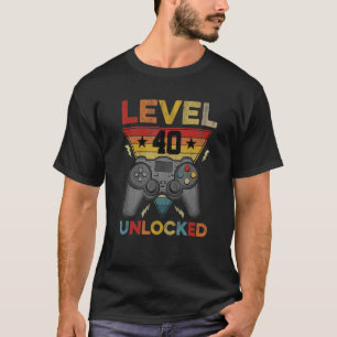 Camiseta Videos games não bloqueados nível 40 aniversário d