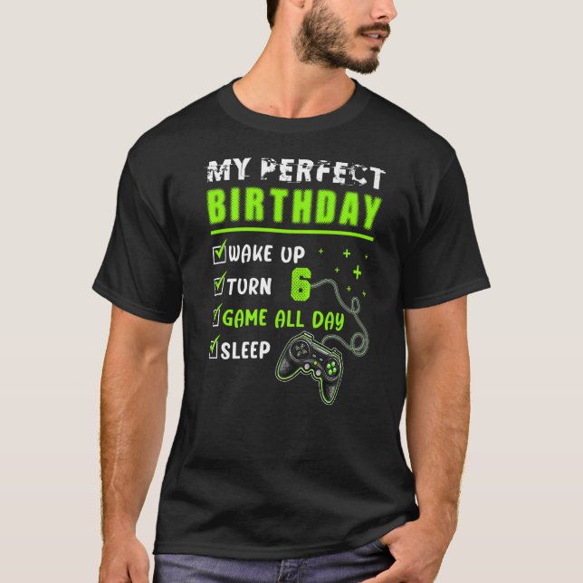 Camiseta videos games para jogos de 6 anos 6 Aniversário (Frente)
