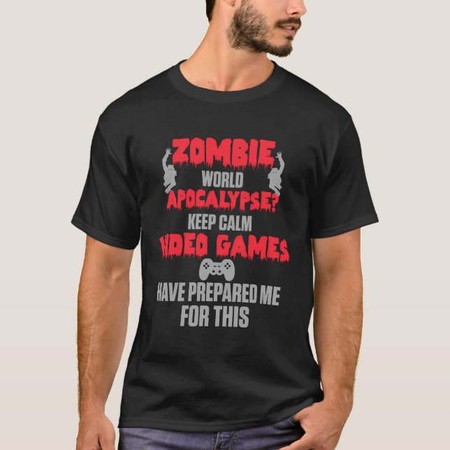 Camiseta Videos games Zombie me prepararam videogames engra (Frente)