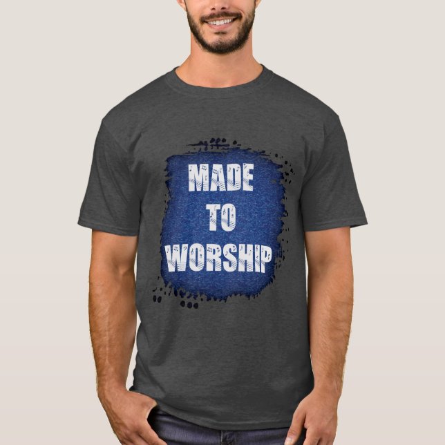 Camiseta Vidro Azul Brutado "Feito em Culto" (Frente)