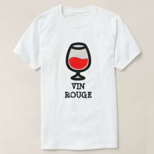 Camiseta Vidro com vinho tinto e texto vin rouge