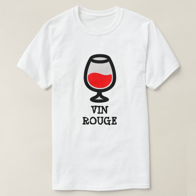 Camiseta Vidro com vinho tinto e texto vin rouge (Frente do Design)