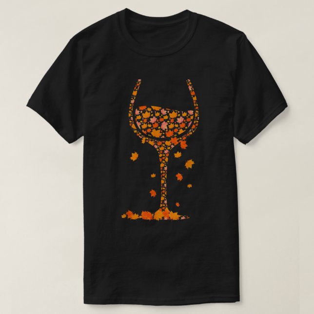 Camiseta Vidro De Folha De Vinho Folha De Outono Queda Bebi (Frente do Design)