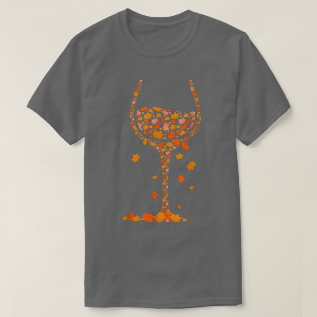 Camiseta Vidro De Folha De Vinho Folha De Outono Queda Bebi (Frente do Design)