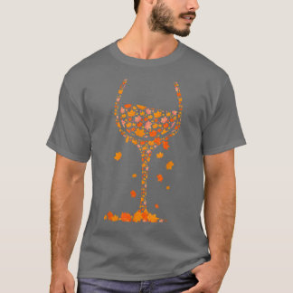 Camiseta Vidro De Folha De Vinho Folha De Outono Queda Bebi