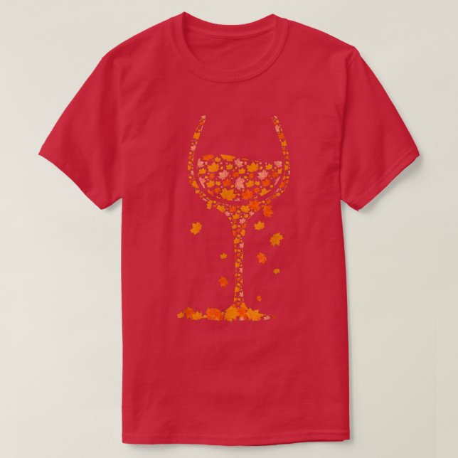 Camiseta Vidro De Folha De Vinho Folha De Outono Queda Bebi (Frente do Design)
