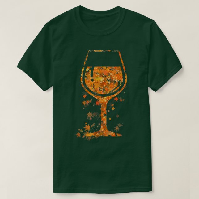 Camiseta Vidro De Folha De Vinho Folha De Outono Queda Vinh (Frente do Design)