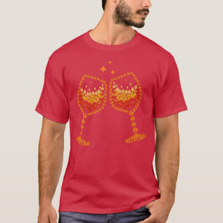 Camiseta Vidro de Folha de Vinho outono Queda Bebida Engraç