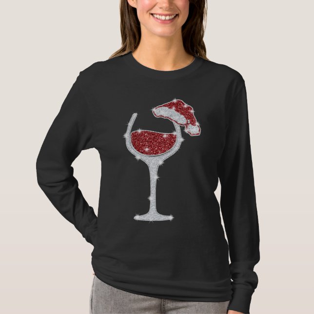 Camiseta Vidro De Vinho Com Natal (Frente)