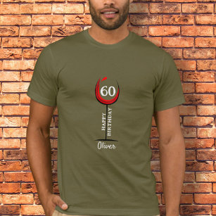 Camiseta Vidro de Vinho Vermelho 60º Aniversário Convidado 