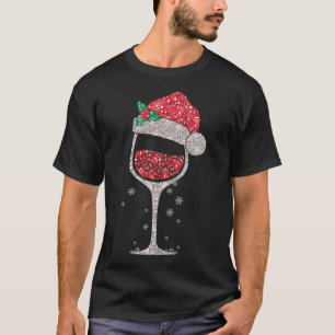 Camiseta Vidro De Vinho Vermelho Com Vinho De Natal Com Vin