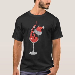 Camiseta Vidro de Vinho Vermelho Natal Natal Para Mulheres