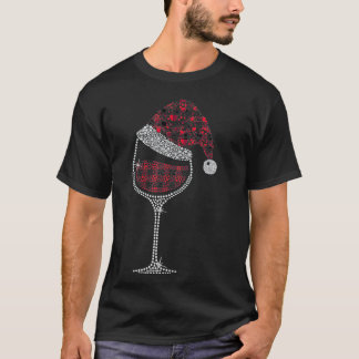 Camiseta Vidro de Vinho Vermelho Natal Vinho Feliz Natal Vi