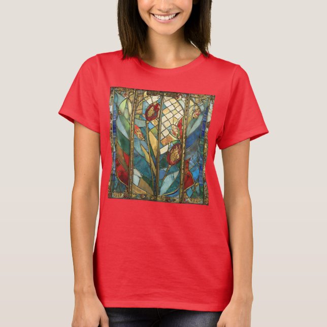 Camiseta Vidro Vermelho Chefe Poppies no nascer do Sol (Frente)
