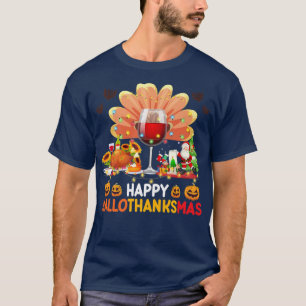 Camiseta Vidro Vidro Ação de Graças Vinho Engraçado Feliz H