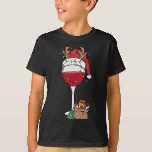 Camiseta Vidro Vidro Vidro Santa Hat Reindet Diversão Xm