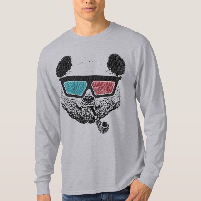 Camiseta Vidros 3-D da panda do vintage (Frente)