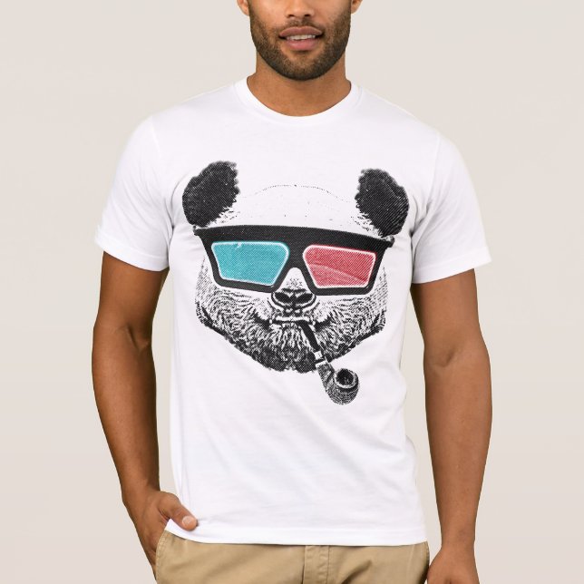 Camiseta Vidros 3-D da panda do vintage (Frente)