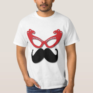 Camiseta vidros bling vermelhos com bigode