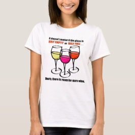 Camiseta Vidros de Vinho de Cartoon Vidro Meio Vazio Humor