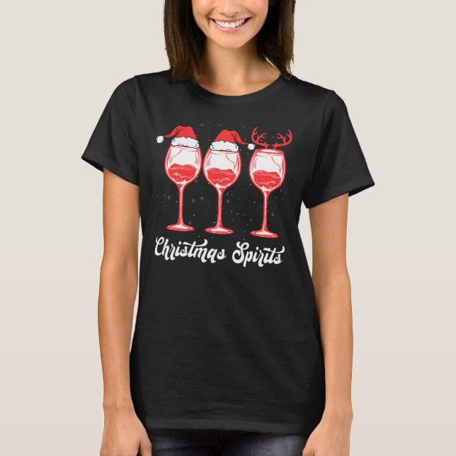 Camiseta Vidros De Vinho De Natal (Frente)