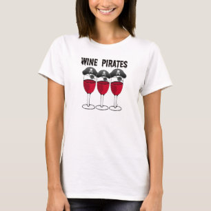 CAMISETA VIDROS DE VINHO TINTO DOS PIRATAS DO VINHO E