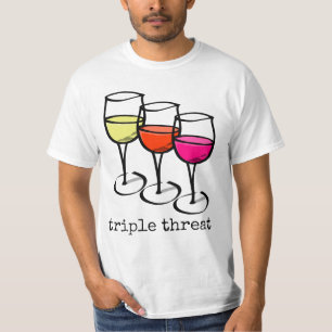 Camiseta Vidros de vinho triplos da ameaça