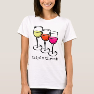 Camiseta Vidros de vinho triplos da ameaça