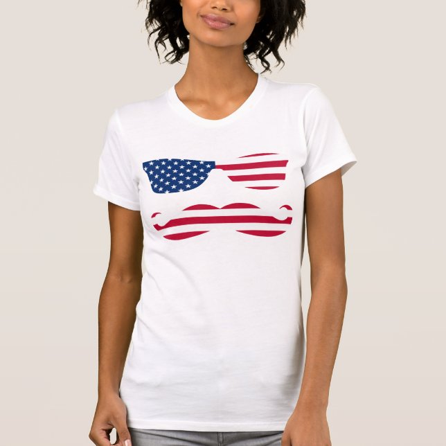 Camiseta Vidros e bigode patrióticos de Sun (Frente)