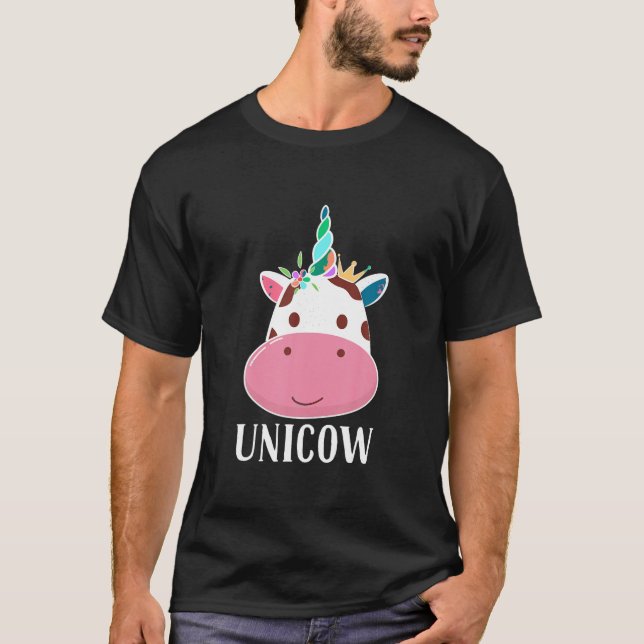 Camiseta Vieira Engraçada Da Unicow Oferece Vaca Bonita Par (Frente)