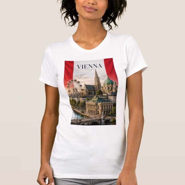 Camiseta Viena Áustria Vertical 3D Marco de Referência Viag (Frente)