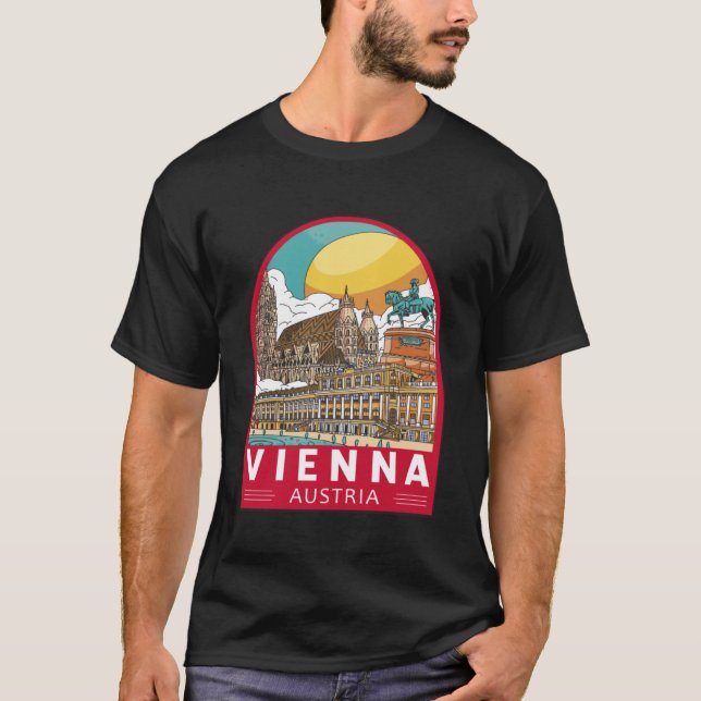 Camiseta Viena Áustria Viagem Retro Emblem Vintage (Frente)