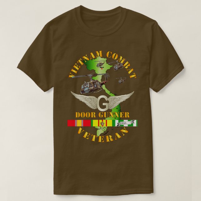 Camiseta Vietnã Combate AVN Vet Door Gunner w SVC (Frente do Design)