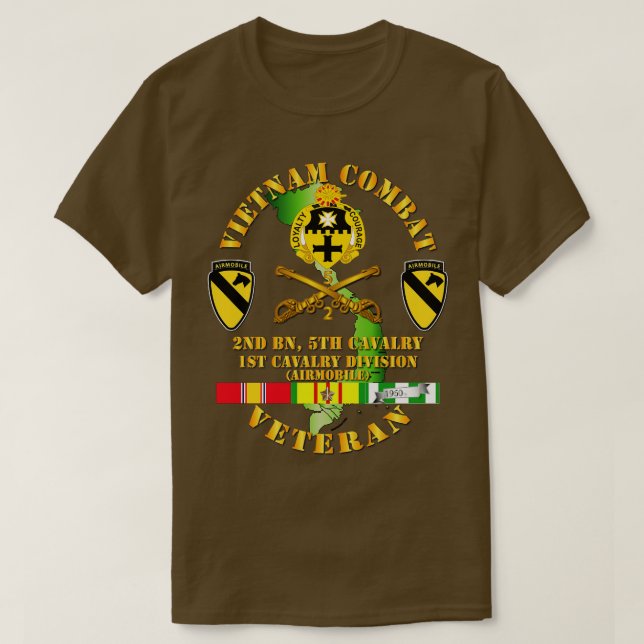 Camiseta Vietnã Combate Cavalaria Veterana com segundo Bn 5 (Frente do Design)