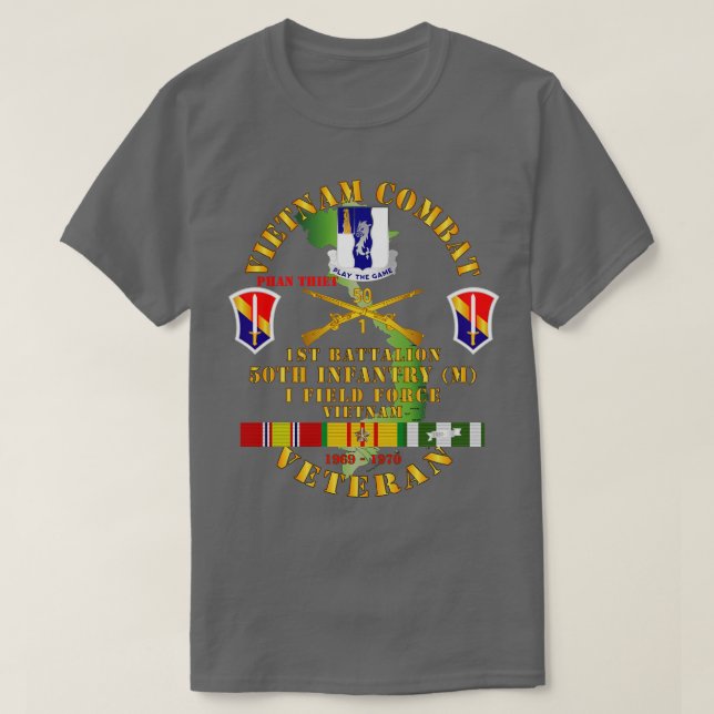 Camiseta Vietnã Combate Veterano c 1rua Bn 50º Campo Inf I (Frente do Design)