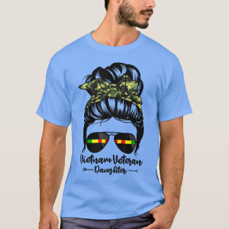 Camiseta Vietnã Filha Veterana Mensagem Cabelo Arado Engraç