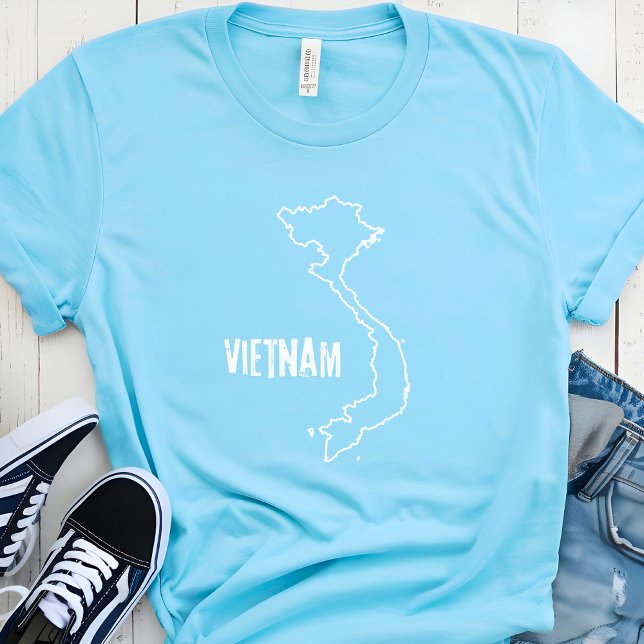 Camiseta Vietnã Mapa do país em forma de fronteira vietnami (Criador carregado)