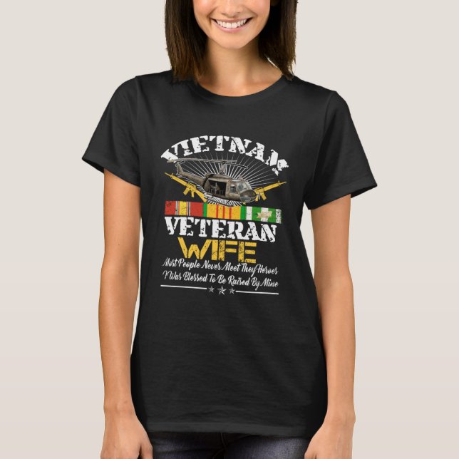 Camiseta Vietnã militar veterana vietnamita orgulhosa Wif (Frente)
