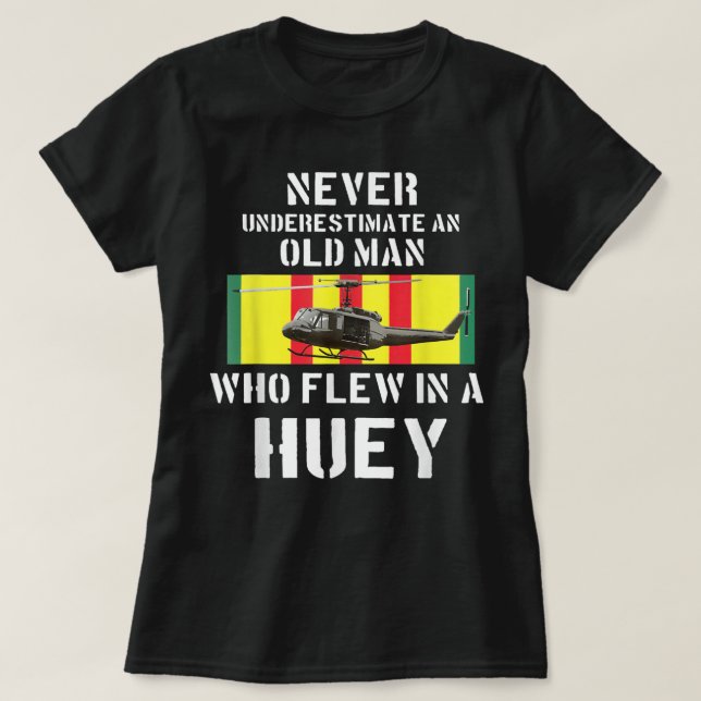 Camiseta Vietnã Vet T shirt Uh-1 Huey Helicopter (Frente do Design)