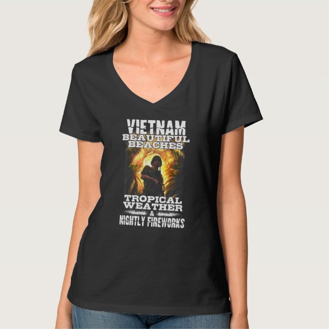 Camiseta Vietnã Veterano Vietnã Bonita Praias Tropicais (Frente)
