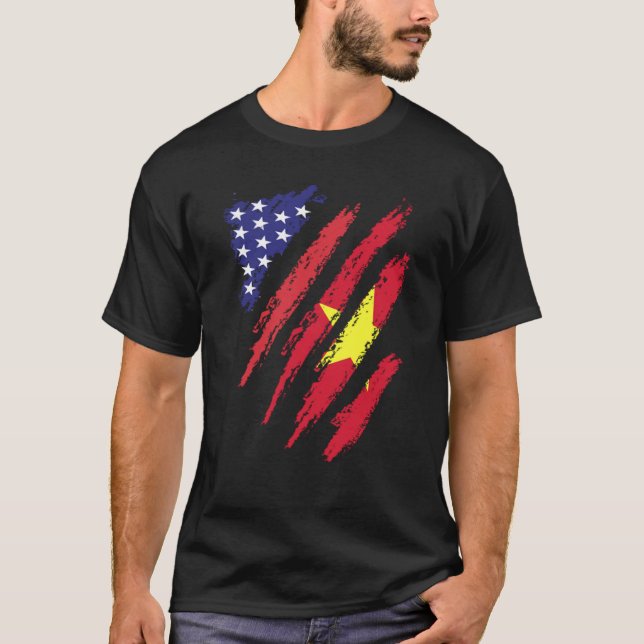 Camiseta Vietnam Americano Grown Flag USA Patriot Heritage  (Frente)