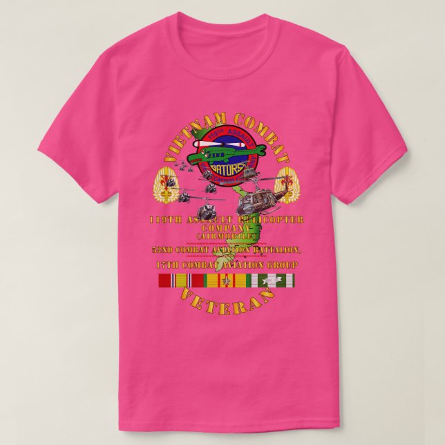 Camiseta Vietnam Combate Vet 119th AHC 52th CAB 17th Combat (Frente do Design)