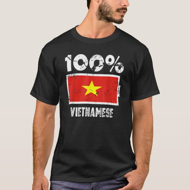 Camiseta Vietnam Flag Support 100 Vietnamese Battery Power (Frente)