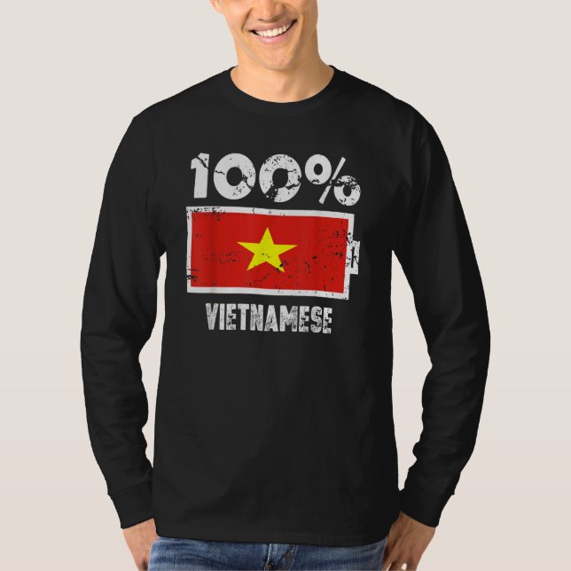 Camiseta Vietnam Flag Support 100 Vietnamese Battery Power (Frente)