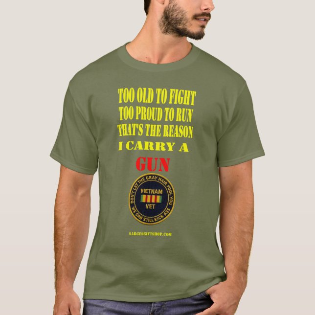 CAMISETA VIETNAM VELHO. , DEMASIADO VELHO PARA LUTAR, (Frente)