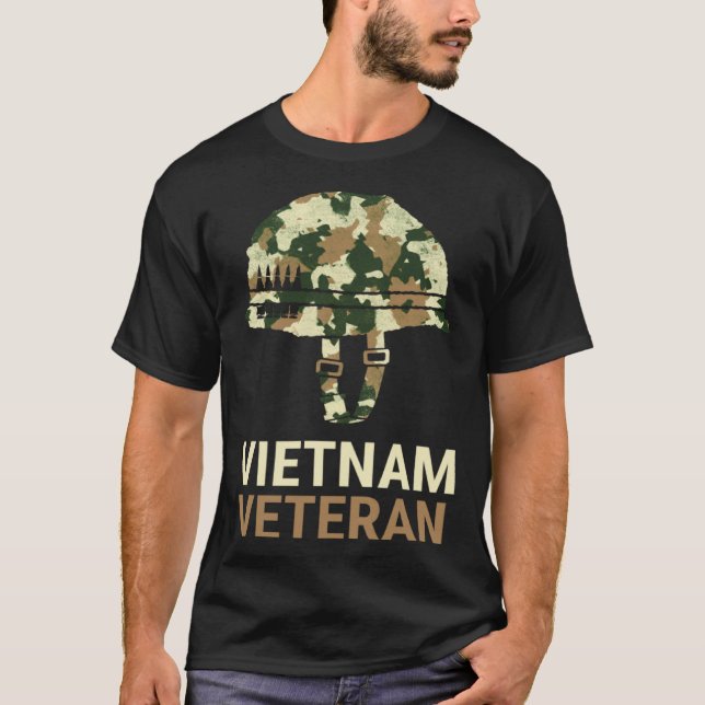 Camiseta Vietnam Veteran Camo Helmet (Frente)