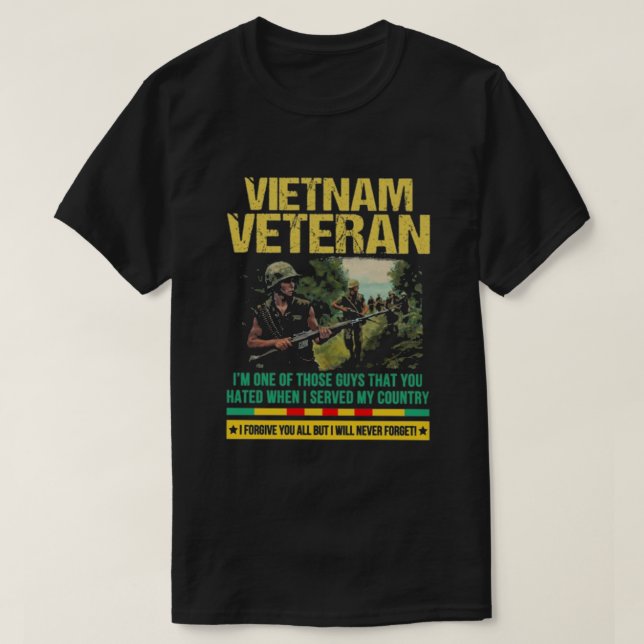 CAMISETA VIETNAM VETERAN EU NUNCA VOU (Frente do Design)