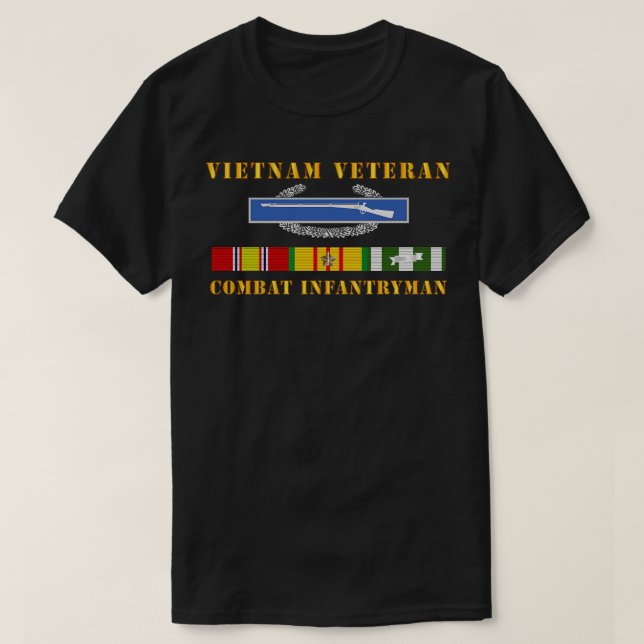 Camiseta Vietnam Veterano Cbt Infantryman w CIB VN SVC (Frente do Design)